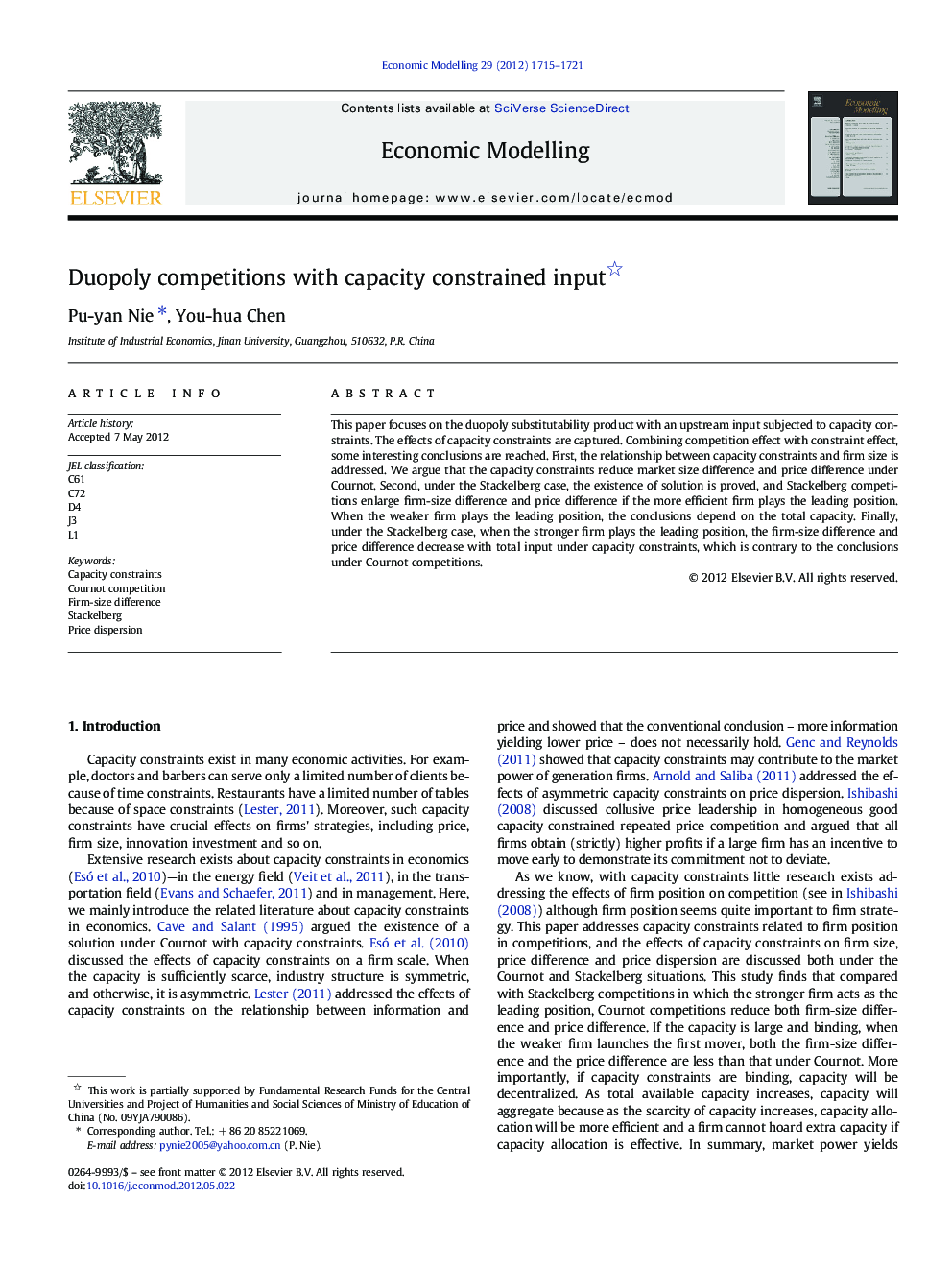 Duopoly competitions with capacity constrained input