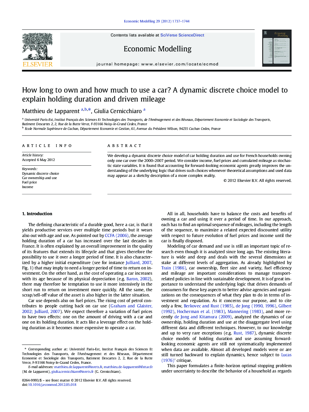 How long to own and how much to use a car? A dynamic discrete choice model to explain holding duration and driven mileage