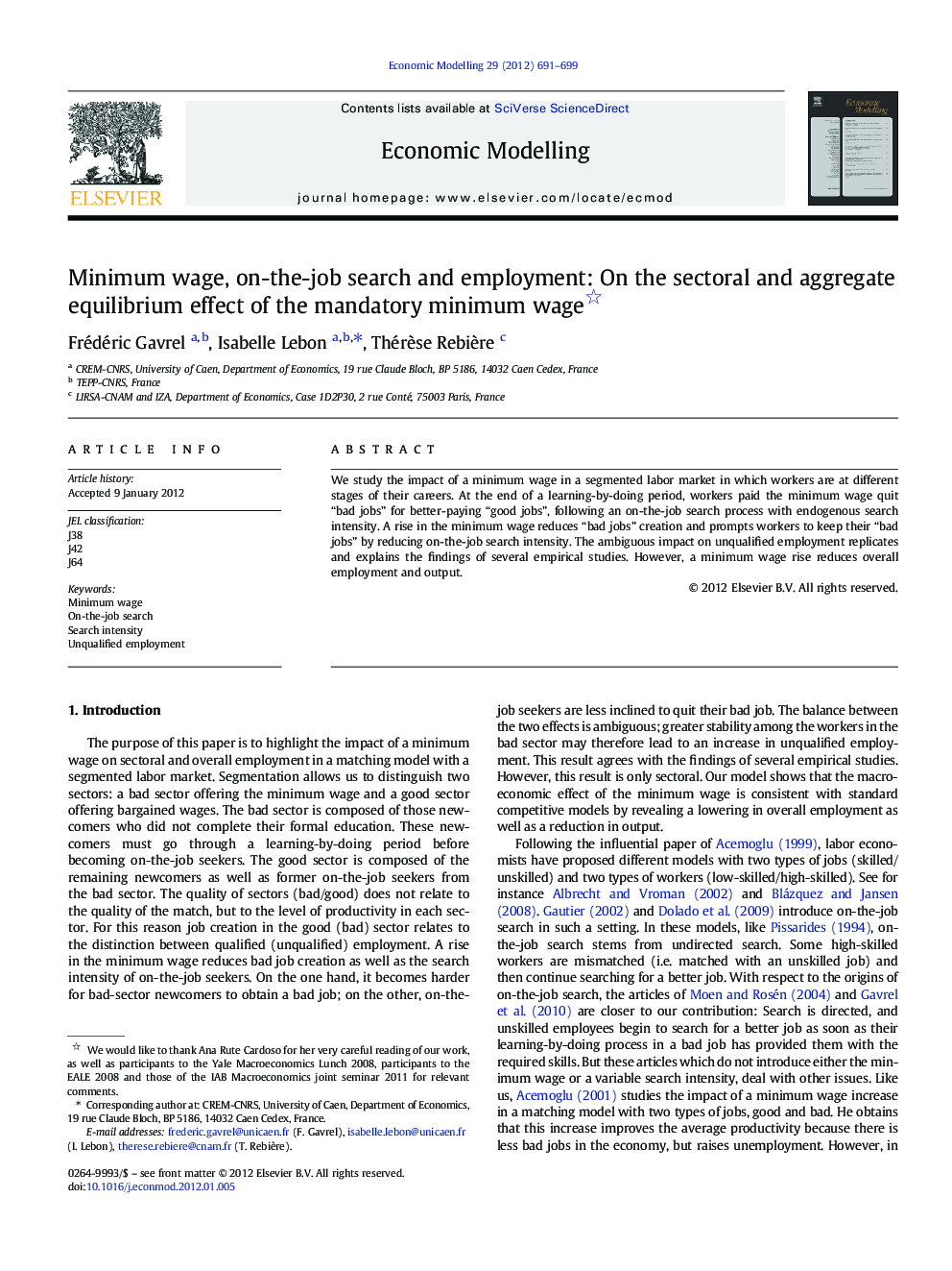 Minimum wage, on-the-job search and employment: On the sectoral and aggregate equilibrium effect of the mandatory minimum wage