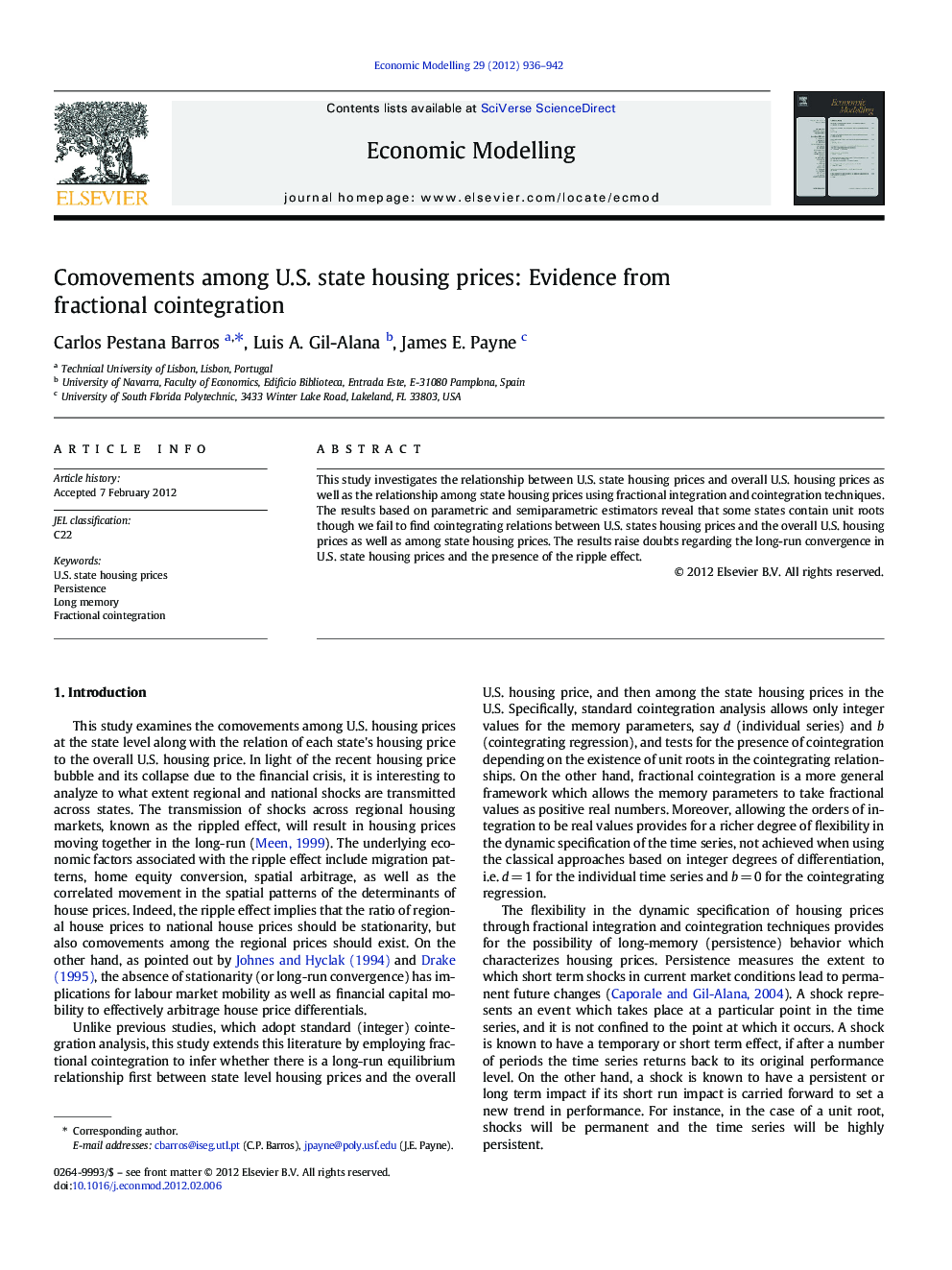 Comovements among U.S. state housing prices: Evidence from fractional cointegration