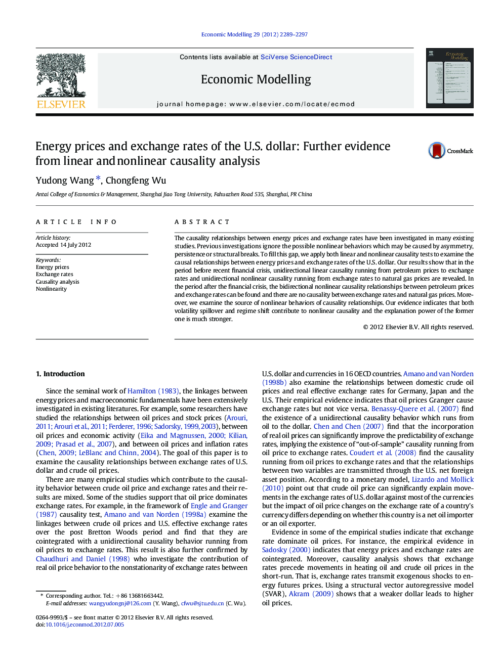 Energy prices and exchange rates of the U.S. dollar: Further evidence from linear and nonlinear causality analysis