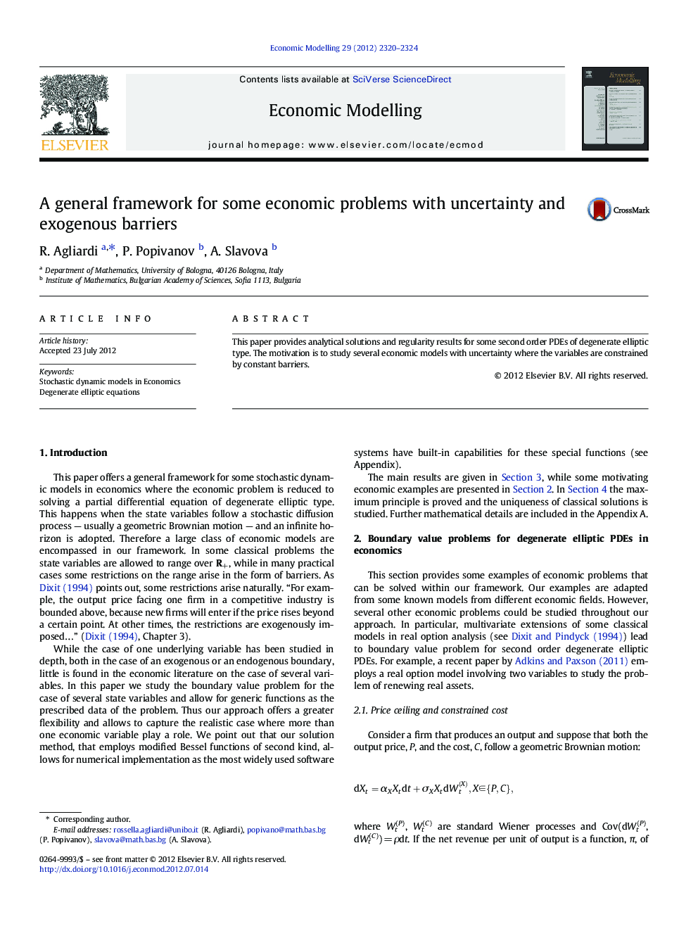 A general framework for some economic problems with uncertainty and exogenous barriers