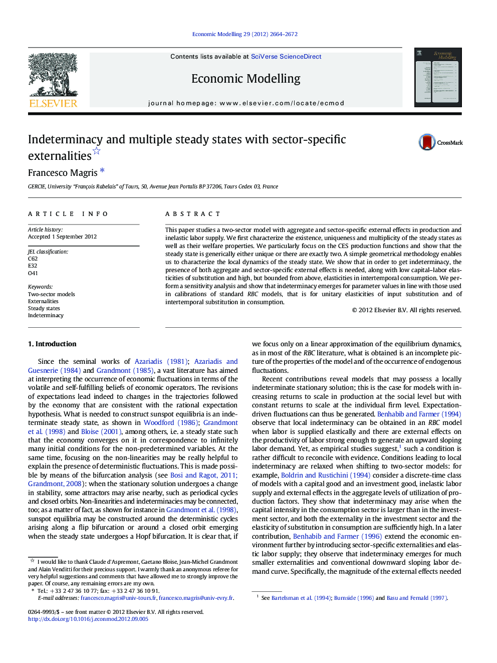 Indeterminacy and multiple steady states with sector-specific externalities