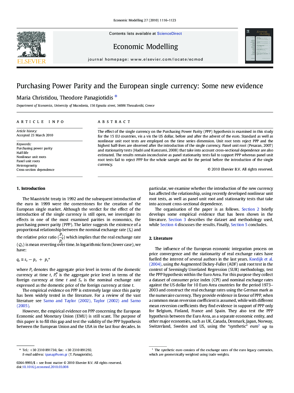 Purchasing Power Parity and the European single currency: Some new evidence