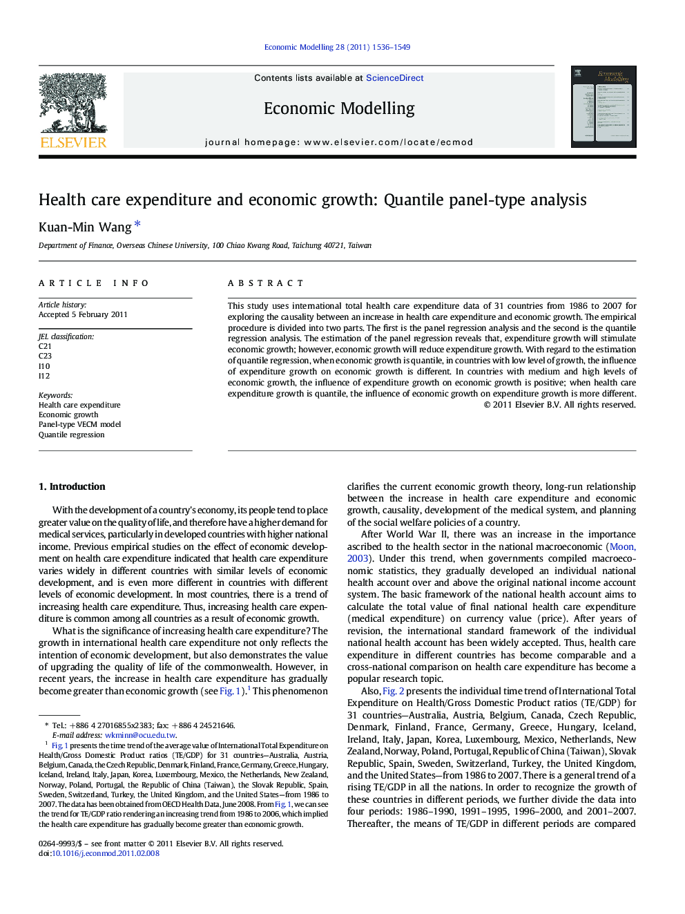 Health care expenditure and economic growth: Quantile panel-type analysis