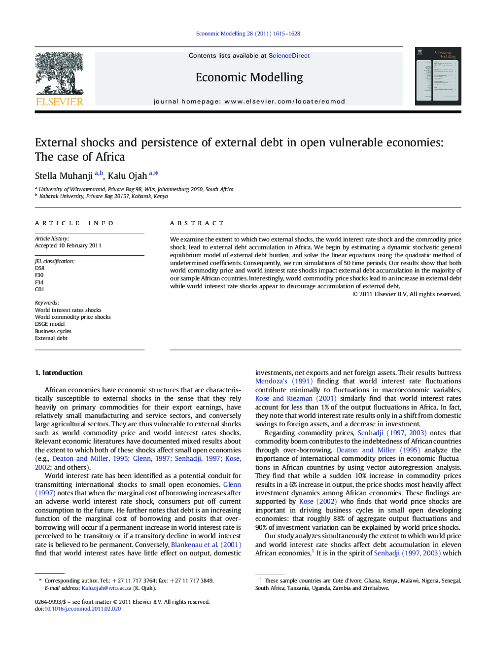 External shocks and persistence of external debt in open vulnerable economies: The case of Africa