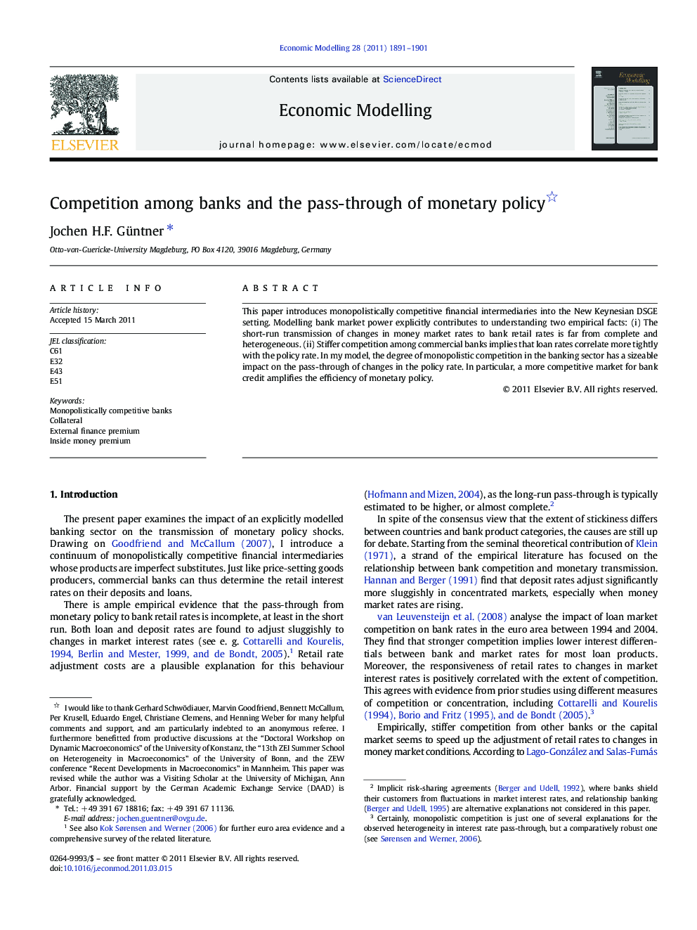 Competition among banks and the pass-through of monetary policy