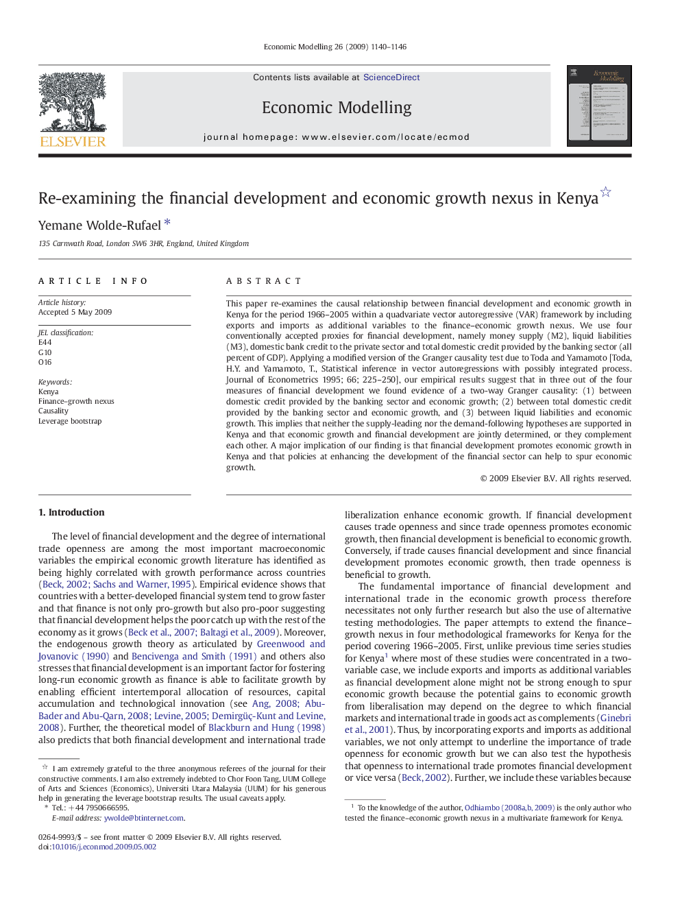 Re-examining the financial development and economic growth nexus in Kenya