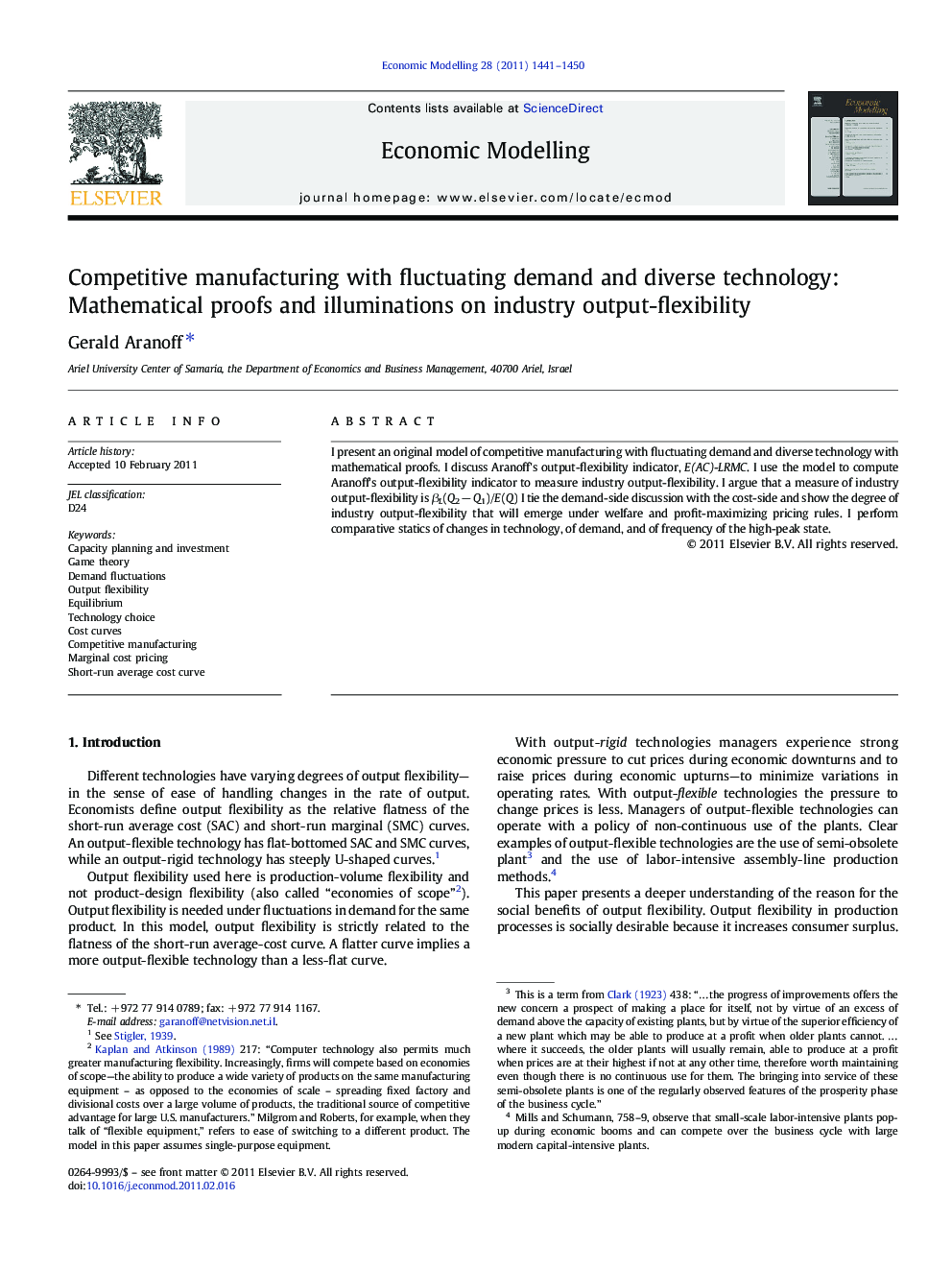 Competitive manufacturing with fluctuating demand and diverse technology: Mathematical proofs and illuminations on industry output-flexibility