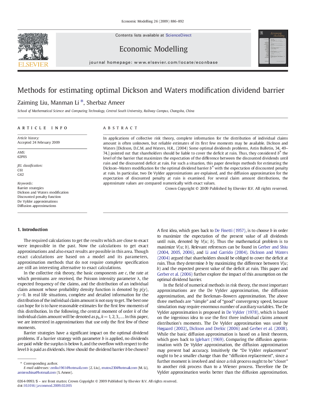 Methods for estimating optimal Dickson and Waters modification dividend barrier