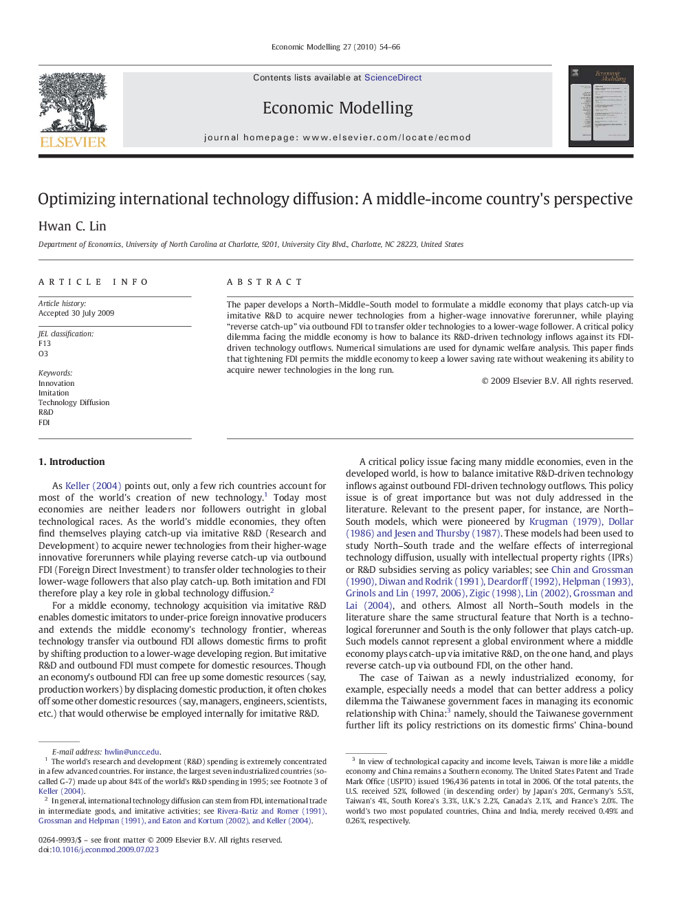 Optimizing international technology diffusion: A middle-income country's perspective