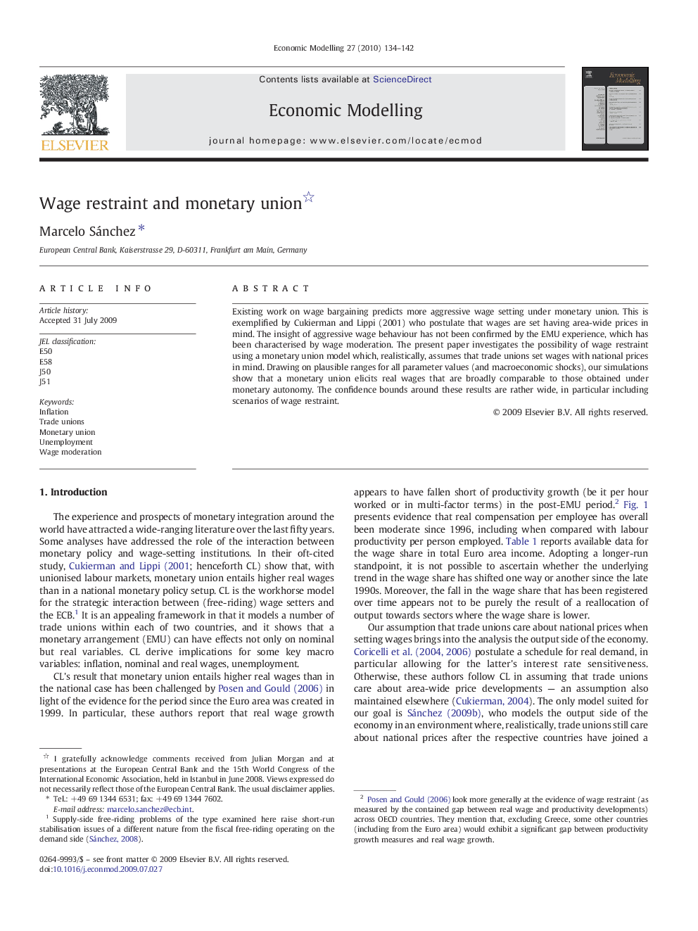 Wage restraint and monetary union