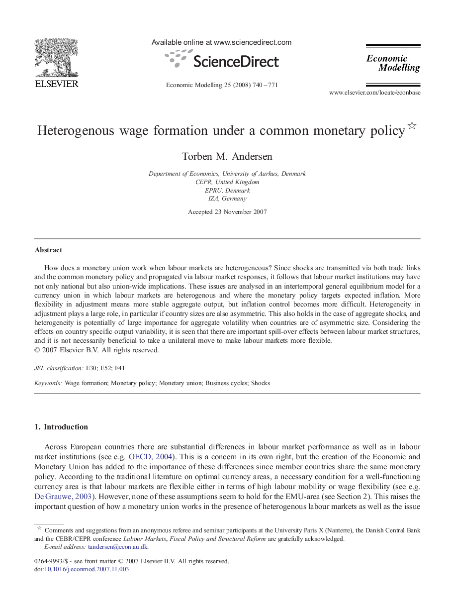 Heterogenous wage formation under a common monetary policy