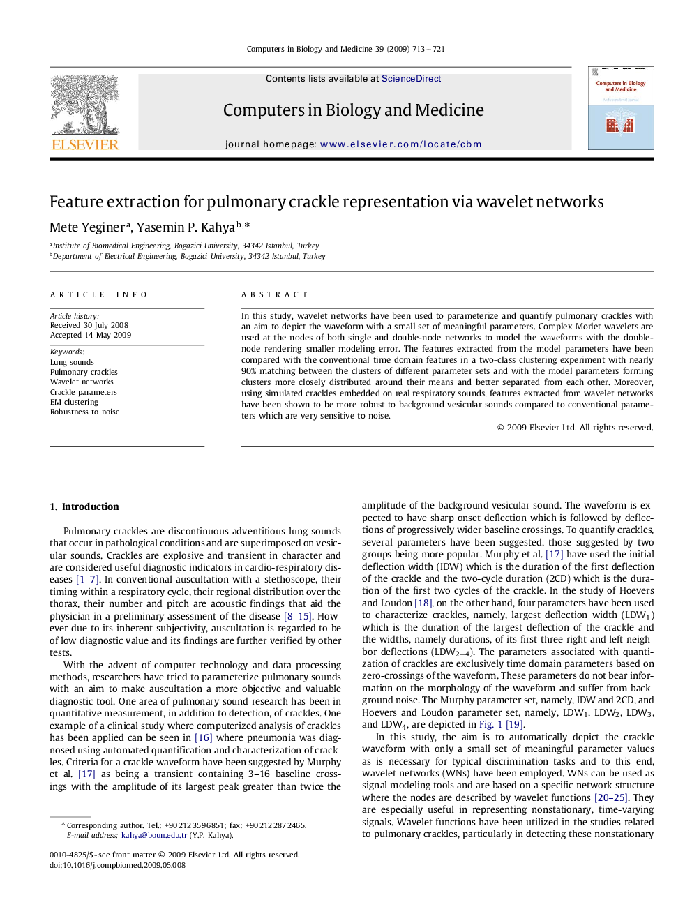 Feature extraction for pulmonary crackle representation via wavelet networks