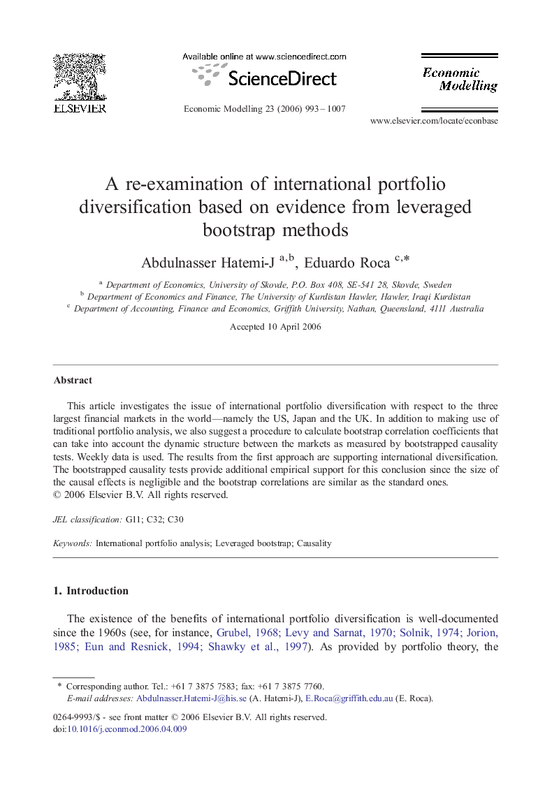 A re-examination of international portfolio diversification based on evidence from leveraged bootstrap methods