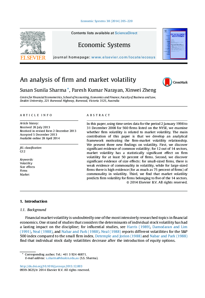 An analysis of firm and market volatility