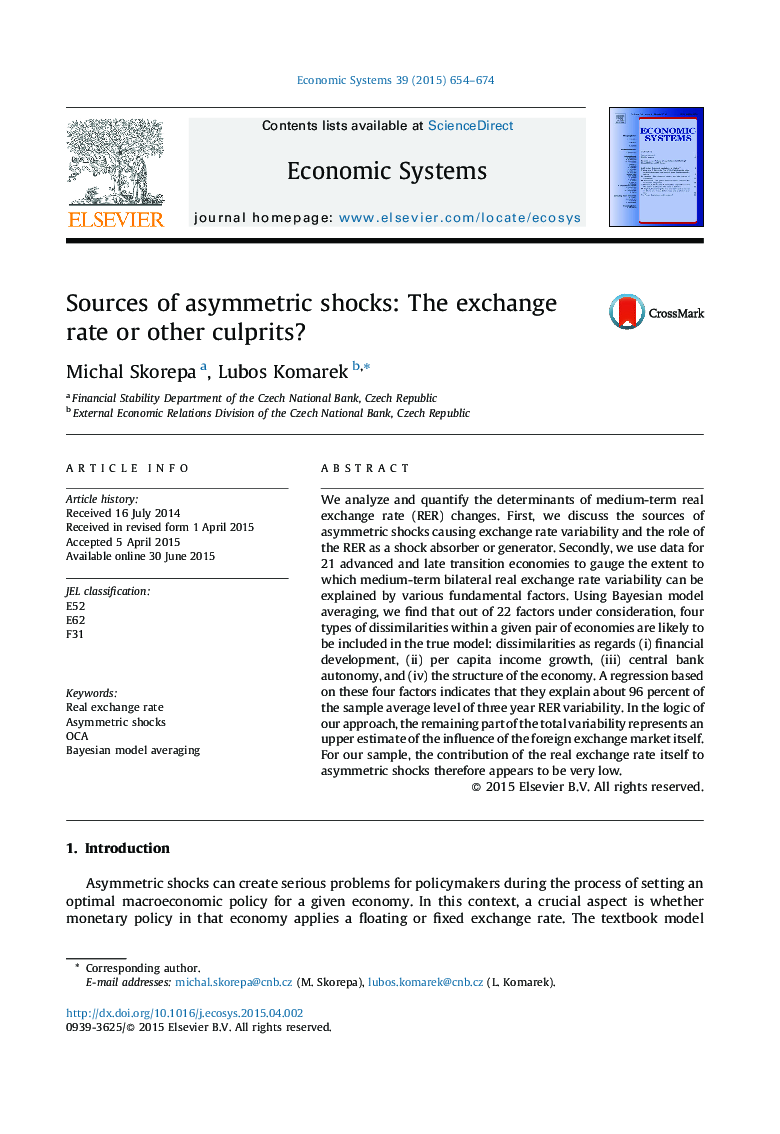 Sources of asymmetric shocks: The exchange rate or other culprits?