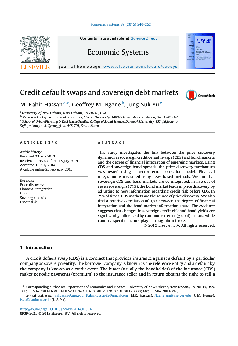 Credit default swaps and sovereign debt markets