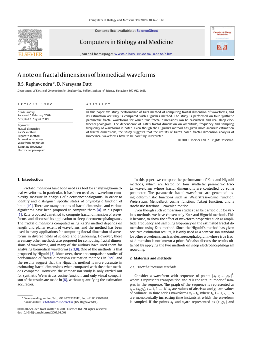 A note on fractal dimensions of biomedical waveforms