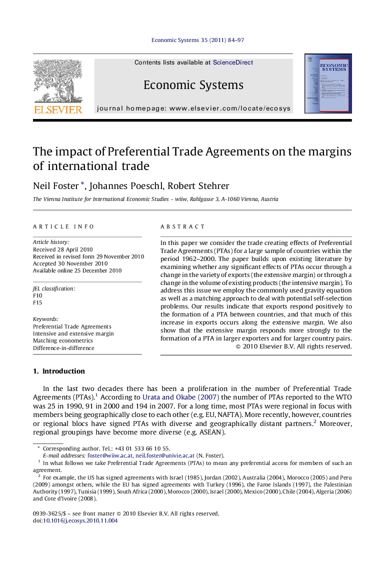 The impact of Preferential Trade Agreements on the margins of international trade