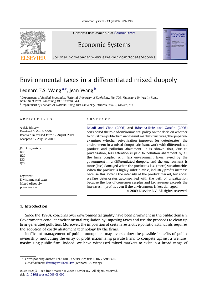 Environmental taxes in a differentiated mixed duopoly