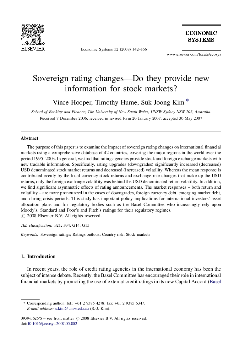 Sovereign rating changes-Do they provide new information for stock markets?