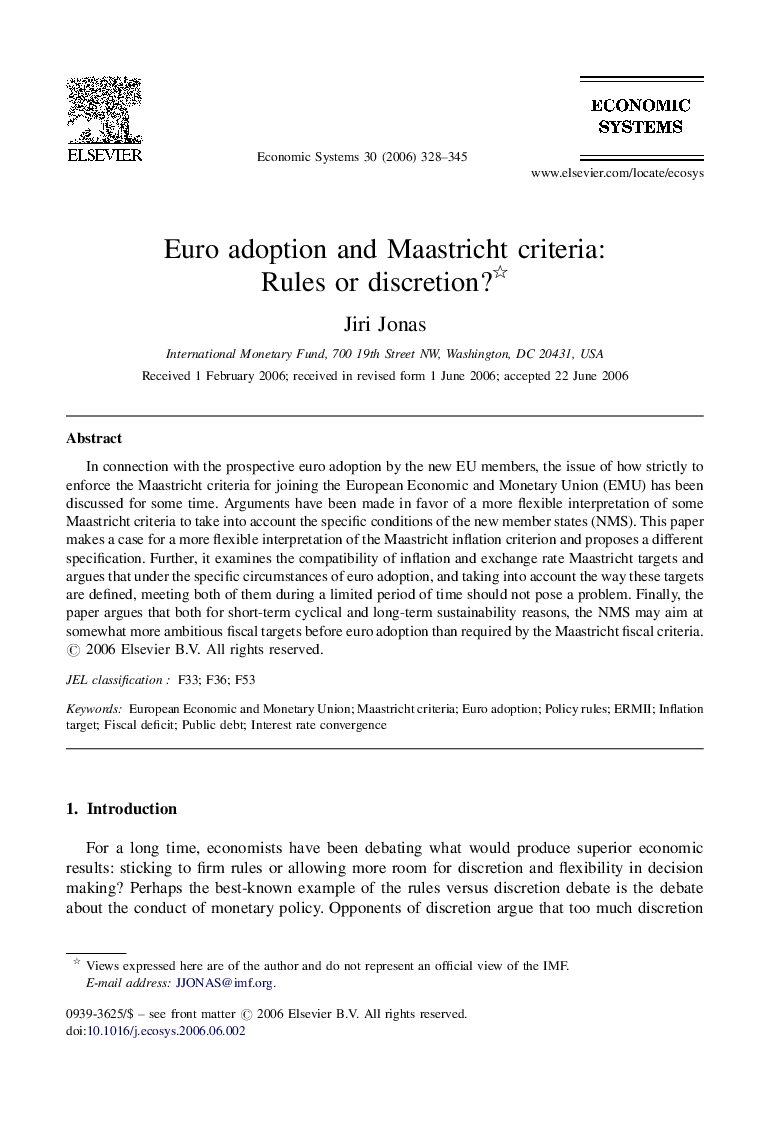 Euro adoption and Maastricht criteria: Rules or discretion?