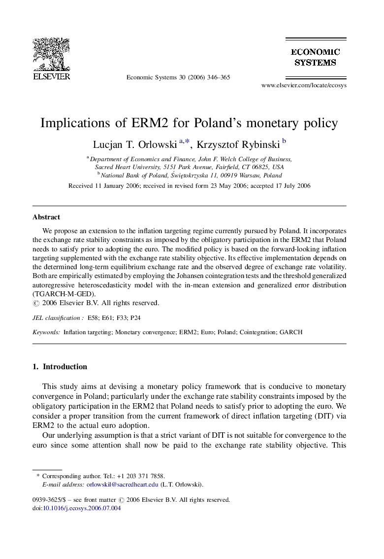 Implications of ERM2 for Poland's monetary policy