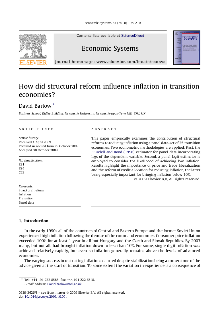 How did structural reform influence inflation in transition economies?