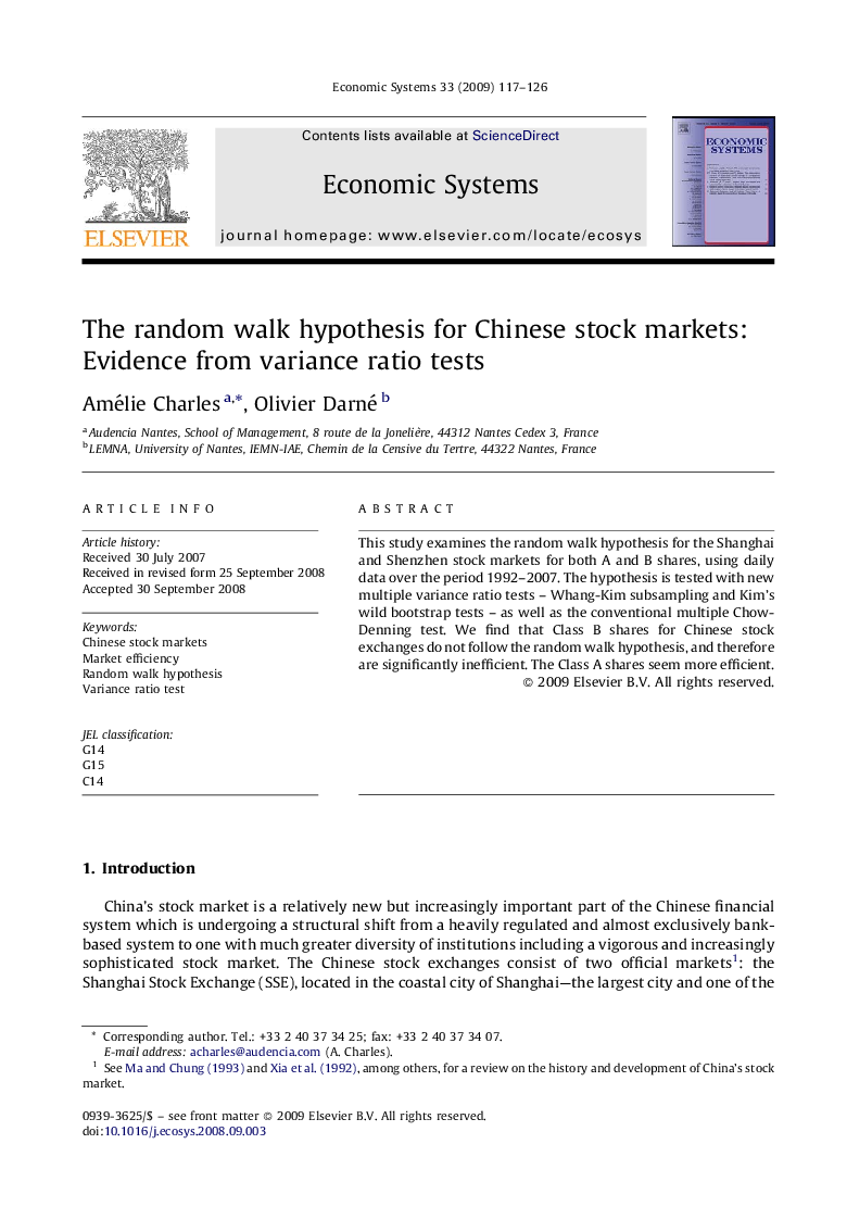 The random walk hypothesis for Chinese stock markets: Evidence from variance ratio tests