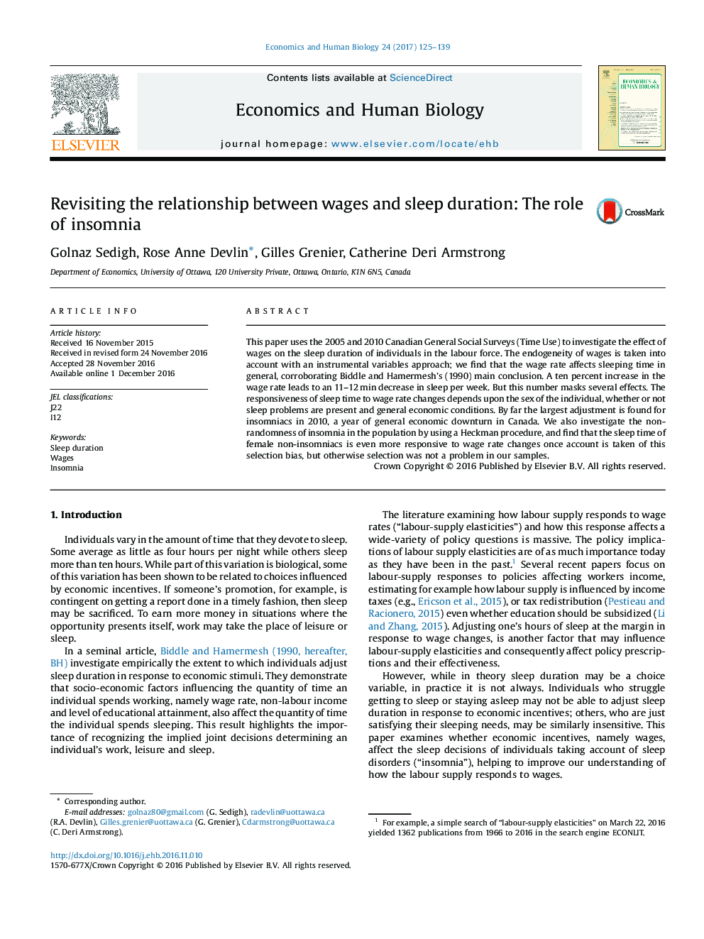 Revisiting the relationship between wages and sleep duration: The role of insomnia