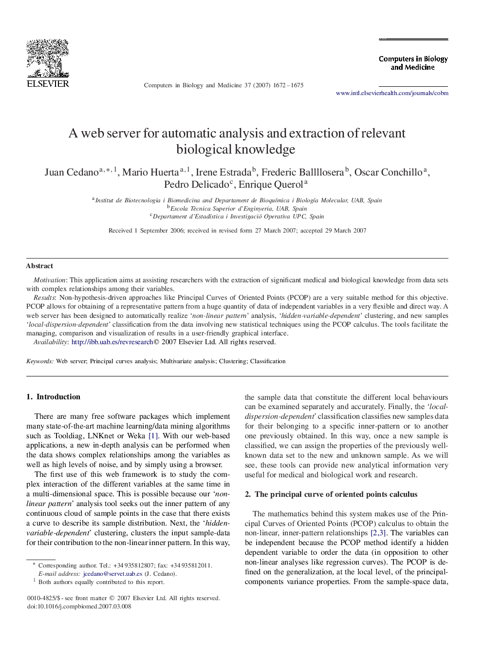 A web server for automatic analysis and extraction of relevant biological knowledge