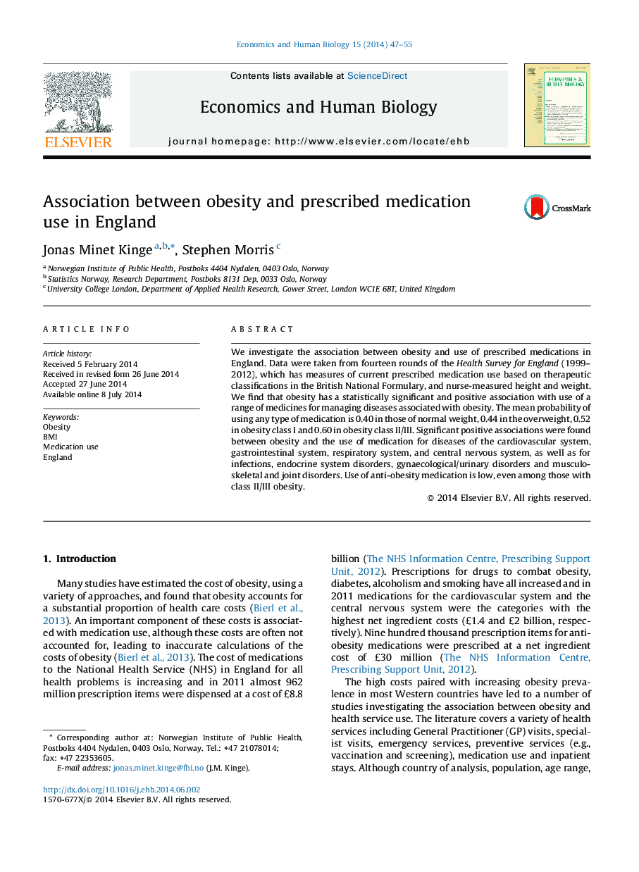 Association between obesity and prescribed medication use in England