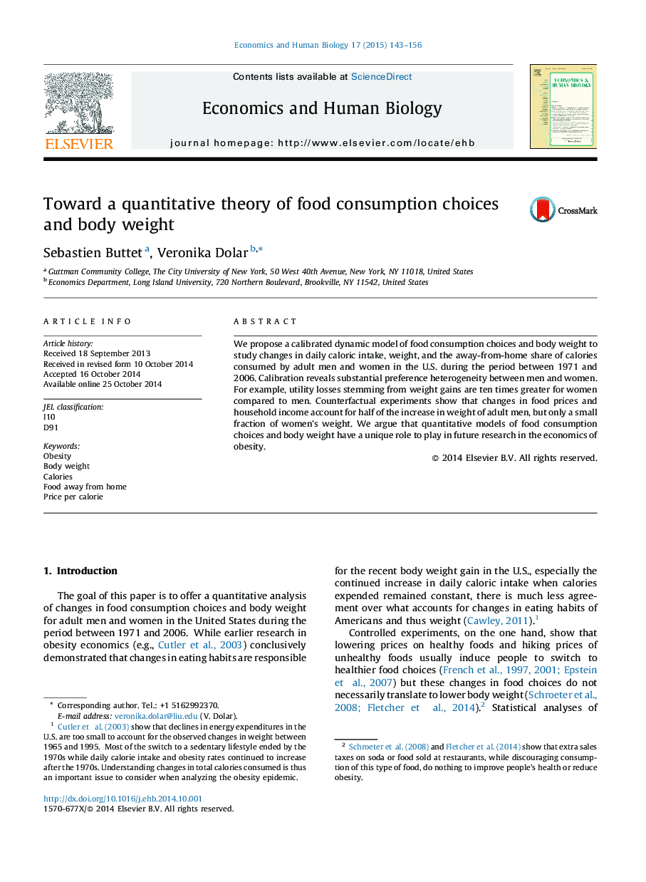 Toward a quantitative theory of food consumption choices and body weight