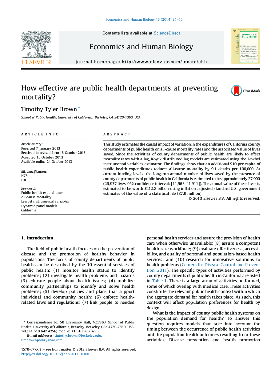 How effective are public health departments at preventing mortality?