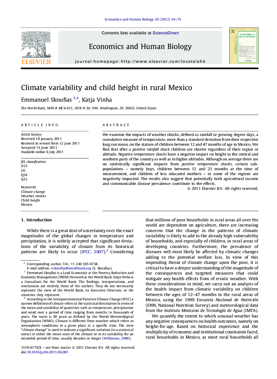 Climate variability and child height in rural Mexico