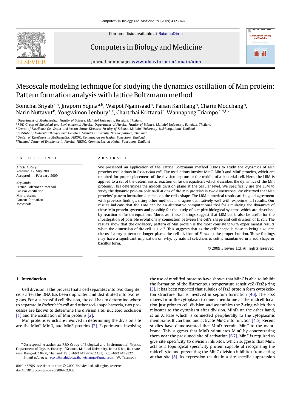 Mesoscale modeling technique for studying the dynamics oscillation of Min protein: Pattern formation analysis with lattice Boltzmann method