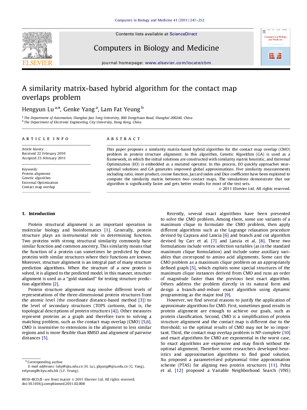 A similarity matrix-based hybrid algorithm for the contact map overlaps problem