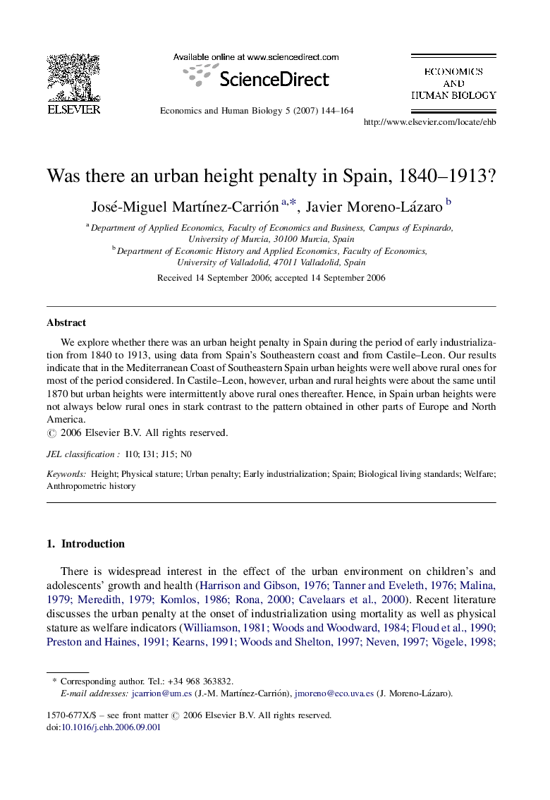 Was there an urban height penalty in Spain, 1840-1913?