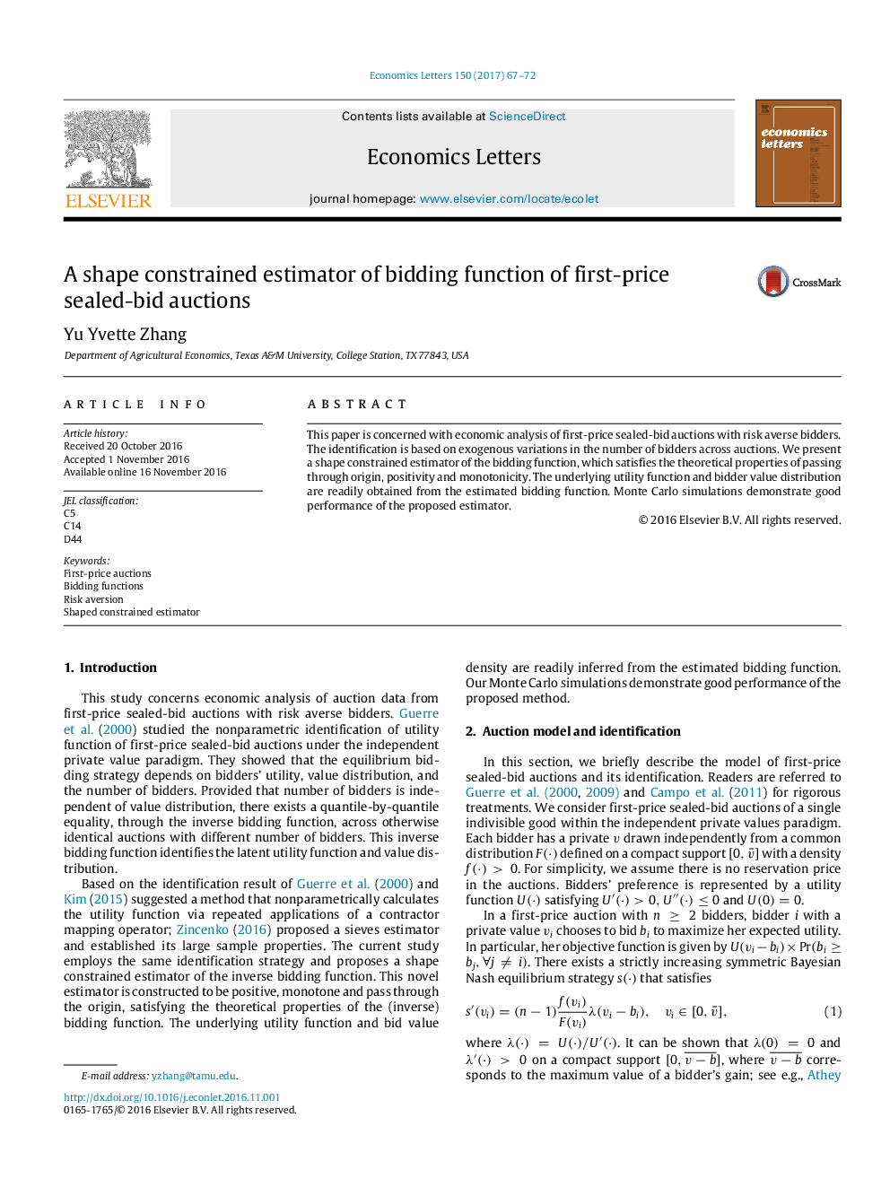 A shape constrained estimator of bidding function of first-price sealed-bid auctions