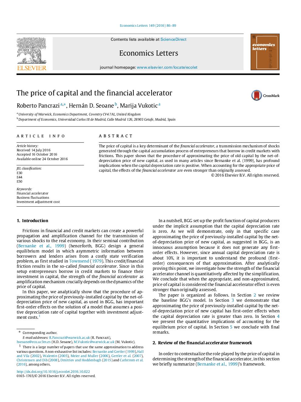 The price of capital and the financial accelerator