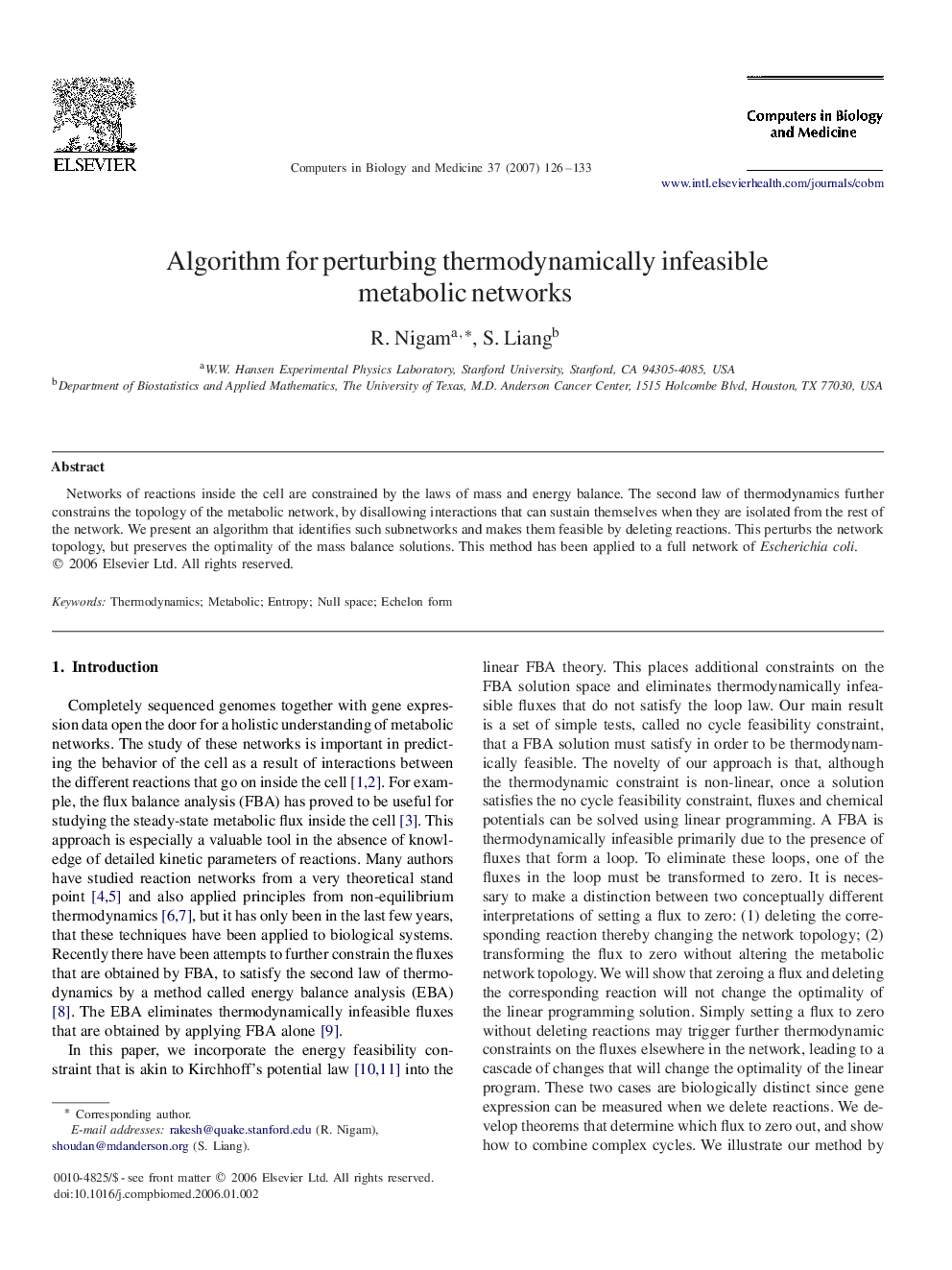 Algorithm for perturbing thermodynamically infeasible metabolic networks