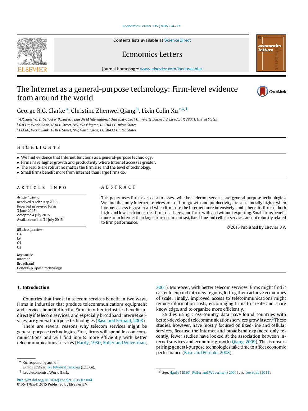 The Internet as a general-purpose technology: Firm-level evidence from around the world
