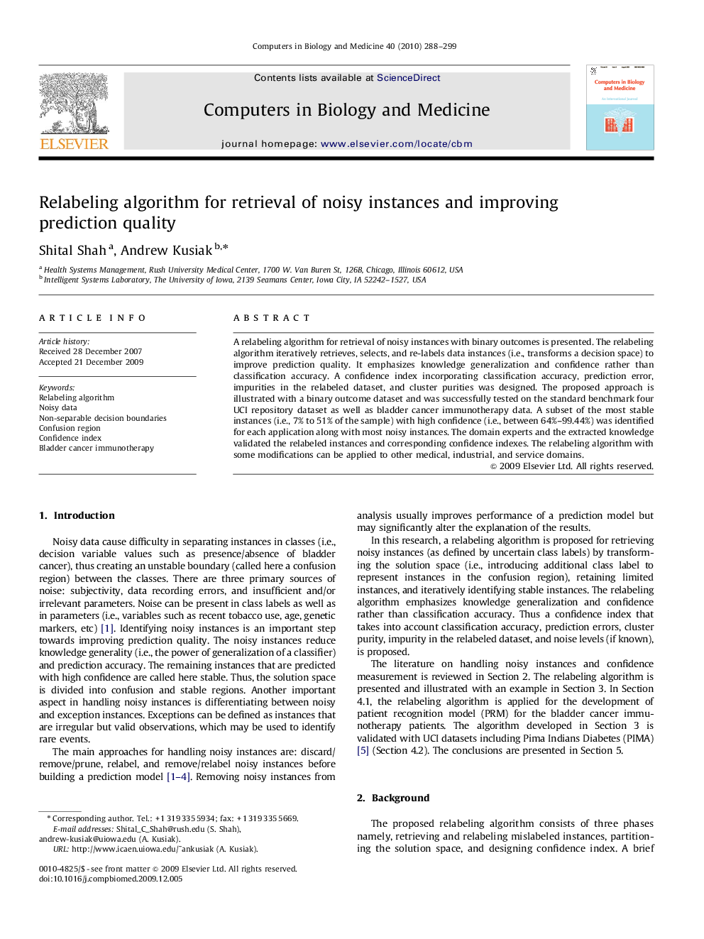 Relabeling algorithm for retrieval of noisy instances and improving prediction quality