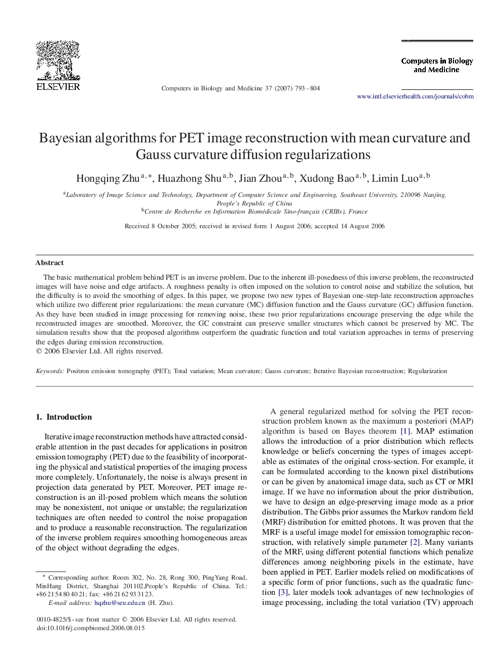 Bayesian algorithms for PET image reconstruction with mean curvature and Gauss curvature diffusion regularizations