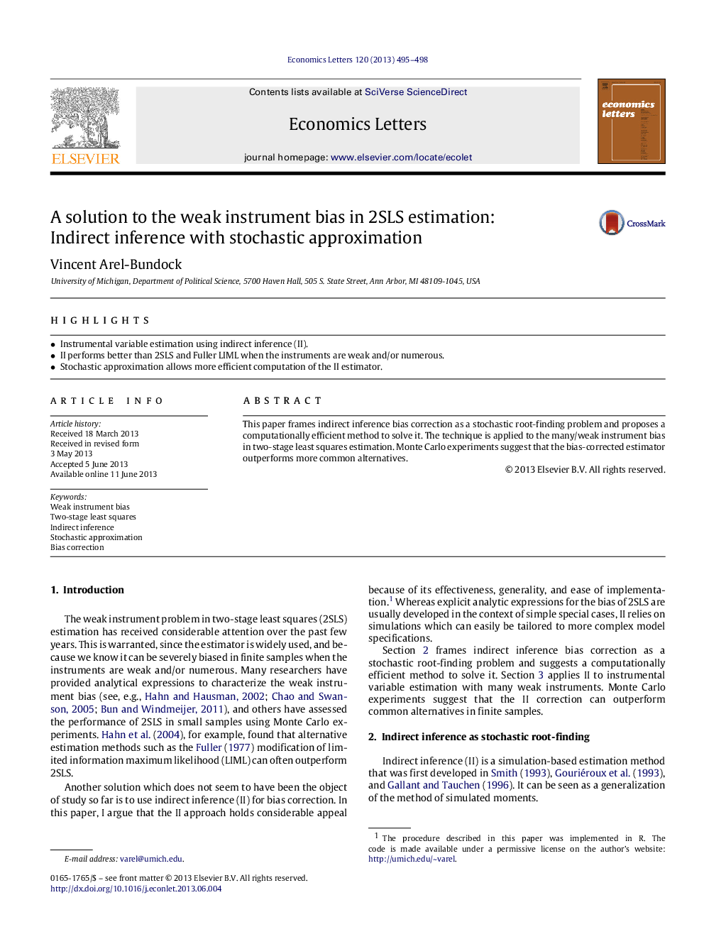 A solution to the weak instrument bias in 2SLS estimation: Indirect inference with stochastic approximation