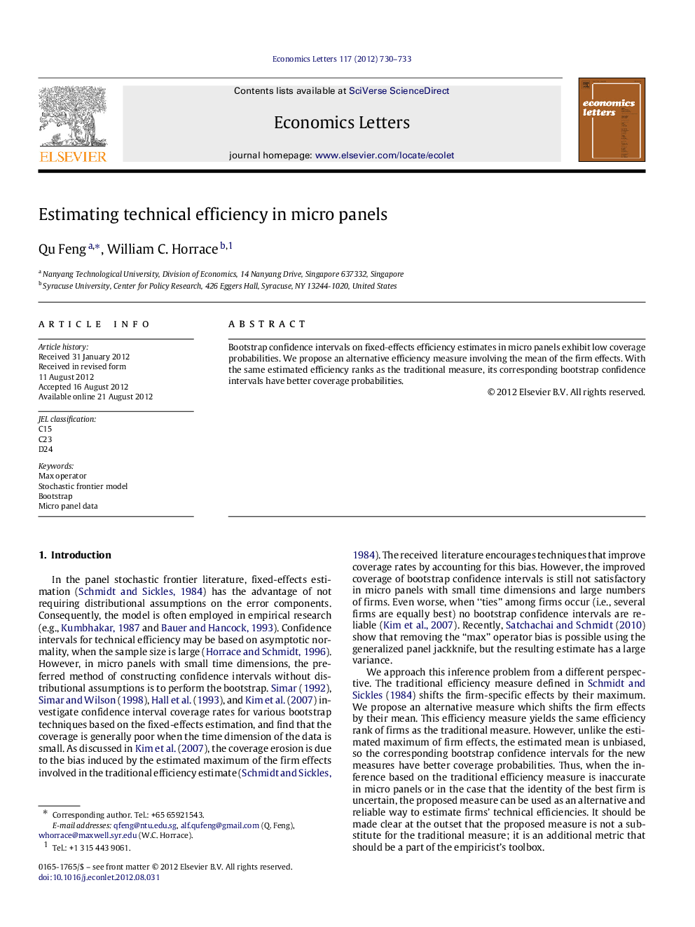 Estimating technical efficiency in micro panels