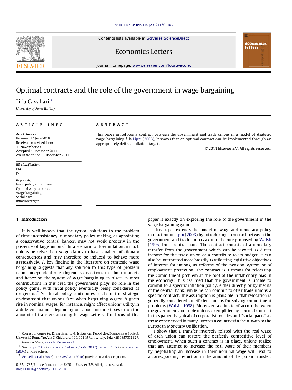 Optimal contracts and the role of the government in wage bargaining