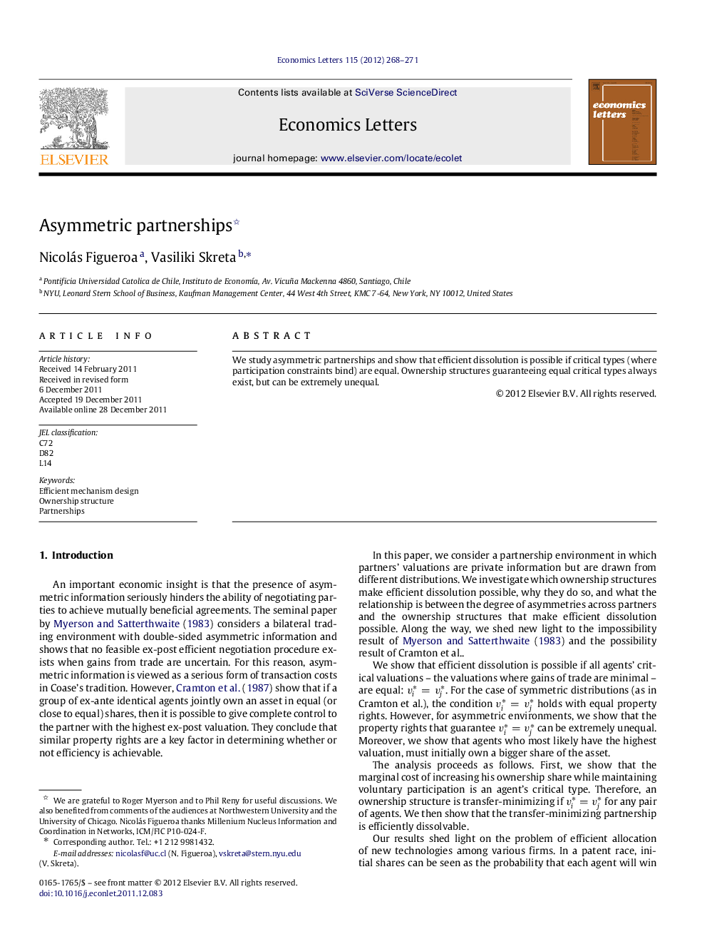 Asymmetric partnerships