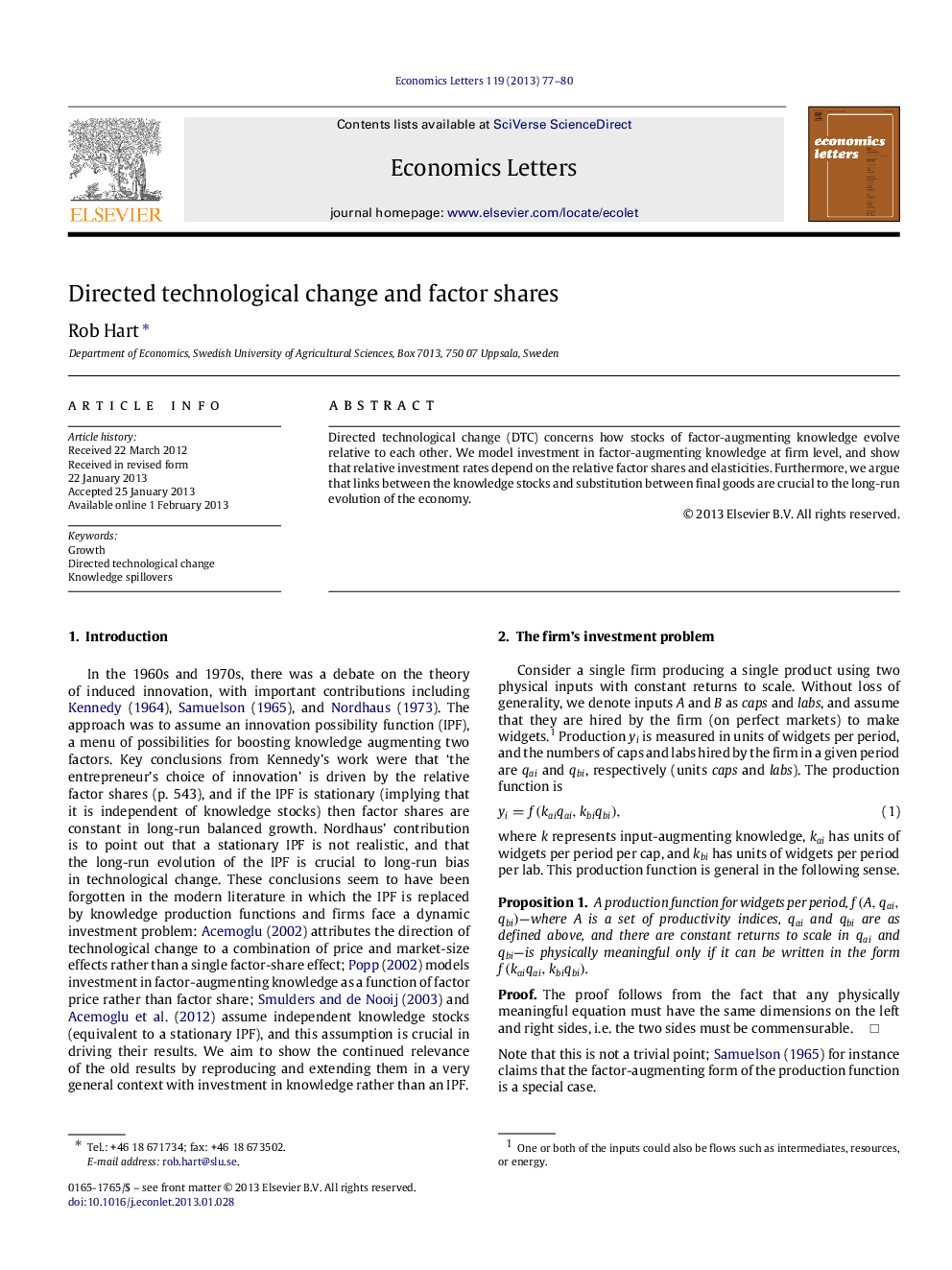 Directed technological change and factor shares